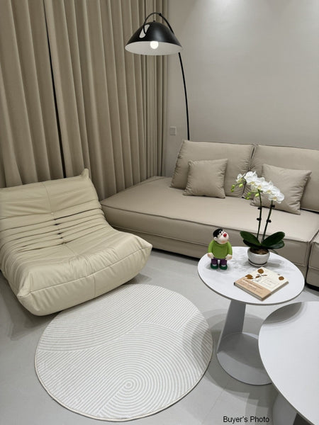 Soft Modern Rugs for Dining Room, Abstract Contemporary Round Rugs for Dining Room, Geometric Modern Rug Ideas for Living Room, Circular Modern Rugs for Bathroom-LargePaintingArt.com