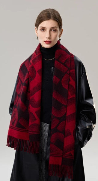 Fashion Designer Scarf, Soft Cashmere Scarf for Women, Cold Weather Scarf, Elegant Scarf, Holiday Women Scarf, Modern Wool Scarf, Warm Winter Scarf-LargePaintingArt.com