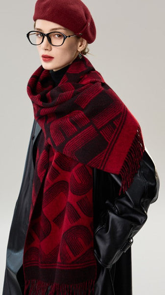 Fashion Designer Scarf, Soft Cashmere Scarf for Women, Cold Weather Scarf, Elegant Scarf, Holiday Women Scarf, Modern Wool Scarf, Warm Winter Scarf-LargePaintingArt.com