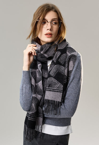 Soft Cashmere Scarf for Women, Cold Weather Scarf, Fashion Designer Scarf, Elegant Scarf, Holiday Women Scarf, Modern Wool Scarf, Warm Winter Scarf-LargePaintingArt.com