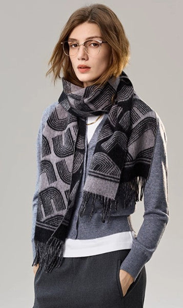 Soft Cashmere Scarf for Women, Cold Weather Scarf, Fashion Designer Scarf, Elegant Scarf, Holiday Women Scarf, Modern Wool Scarf, Warm Winter Scarf-LargePaintingArt.com