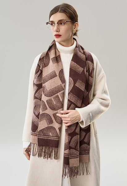 Cold Weather Scarf, Fashion Designer Scarf, Elegant Scarf, Holiday Women Scarf, Modern Wool Scarf, Warm Winter Scarf, Soft Cashmere Scarf for Women-LargePaintingArt.com