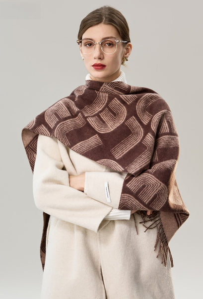 Cold Weather Scarf, Fashion Designer Scarf, Elegant Scarf, Holiday Women Scarf, Modern Wool Scarf, Warm Winter Scarf, Soft Cashmere Scarf for Women-LargePaintingArt.com