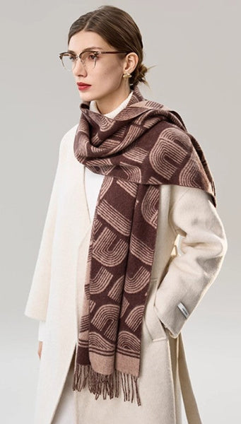 Cold Weather Scarf, Fashion Designer Scarf, Elegant Scarf, Holiday Women Scarf, Modern Wool Scarf, Warm Winter Scarf, Soft Cashmere Scarf for Women-LargePaintingArt.com