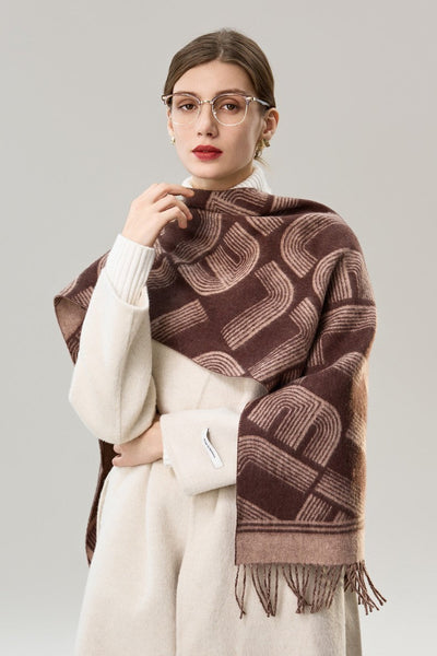 Cold Weather Scarf, Fashion Designer Scarf, Elegant Scarf, Holiday Women Scarf, Modern Wool Scarf, Warm Winter Scarf, Soft Cashmere Scarf for Women-LargePaintingArt.com