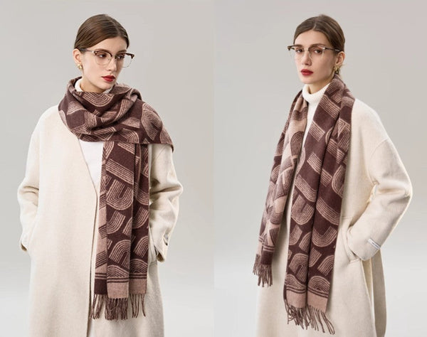 Cold Weather Scarf, Fashion Designer Scarf, Elegant Scarf, Holiday Women Scarf, Modern Wool Scarf, Warm Winter Scarf, Soft Cashmere Scarf for Women-LargePaintingArt.com