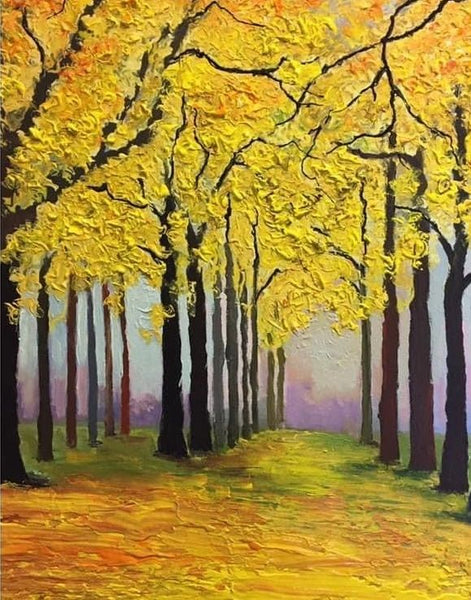 Simple Landscape Artwork, Small Autumn Forest Tree Landscape Painting, Easy Painting Ideas on Canvas, Simple Acrylic Paintings, Small Canvas Art on Canvas-LargePaintingArt.com
