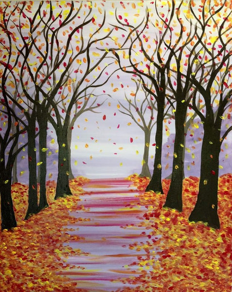 Small Autum Forest Tree Painting, Simple Landscape Artwork, Easy Painting Ideas on Canvas, Simple Acrylic Paintings, Small Canvas Art on Canvas-LargePaintingArt.com