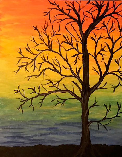 Small Simple Tree Painting, Simple Landscape Artwork, Easy Hand Paitned Canvas Art on Canvas, Simple Acrylic Paintings, Easy Painting Ideas on Canvas-LargePaintingArt.com