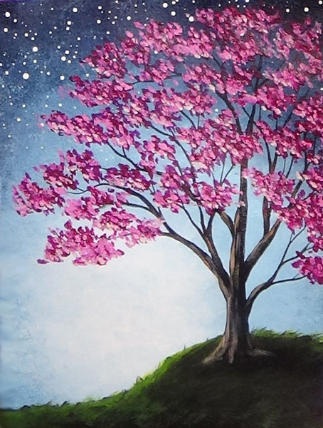 Simple Landscape Artwork, Simple Tree Painting, Easy Hand Paitned Canvas Art, Simple Acrylic Paintings, Easy Painting Ideas on Canvas-LargePaintingArt.com