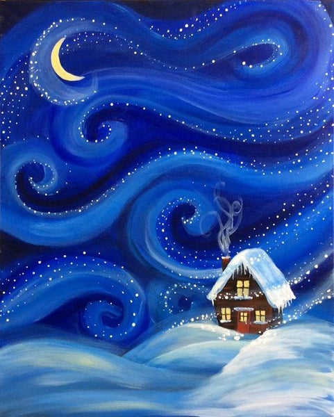 Simple Small Winter House Painting, Simple Landscape Art on Canvas, Small Canvas Artwork, Simple Acrylic Paintings, Easy Painting Ideas on Canvas-LargePaintingArt.com