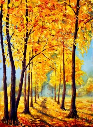 Small Autum Forest Tree Painting, Easy Painting Ideas on Canvas, Simple Acrylic Paintings, Small Canvas Art on Canvas, Simple Landscape Artwork-LargePaintingArt.com