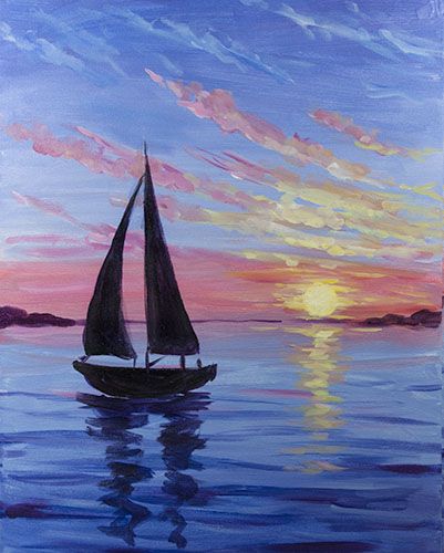 Simple Acrylic Paintings, Small Canvas Artwork, Simple Landscape Art on Canvas, Simple Small Seashore Sail Boat Paintings, Easy Painting Ideas for Home Decor-LargePaintingArt.com