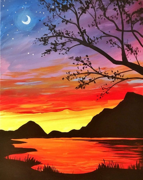 Small Mountain Lake Landscape Painting, Easy Painting Ideas on Canvas, Small Canvas Artwork, Simple Landscape Art on Canvas, Simple Acrylic Paintings-LargePaintingArt.com