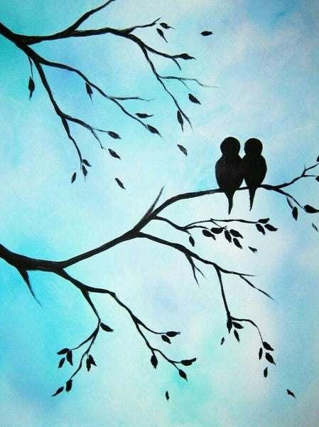 Simple Landscape Artwork, Easy Painting Ideas on Canvas, Small Singing Bird Painting, Easy Hand Paitned Canvas Art on Canvas, Simple Acrylic Paintings-LargePaintingArt.com