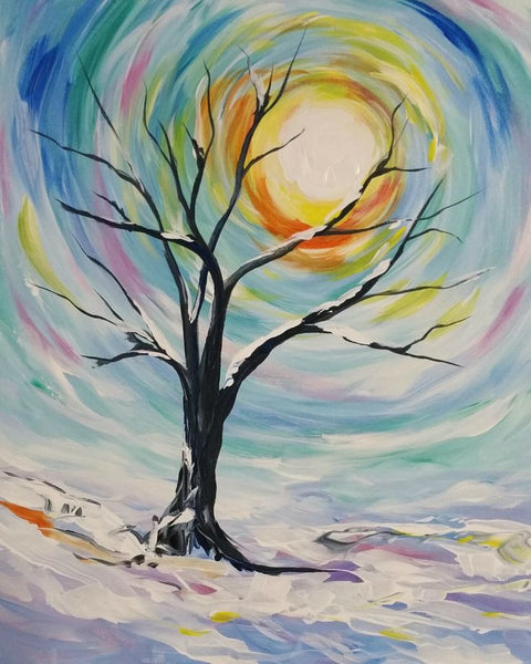 Small Winter Tree Landscape Painting, Small Canvas Artwork, Simple Landscape Art on Canvas, Easy Painting Ideas on Canvas, Simple Acrylic Paintings-LargePaintingArt.com