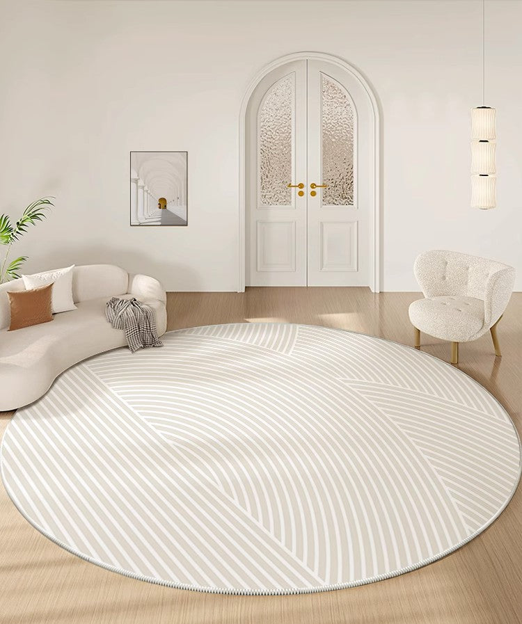 Abstract Modern Area Rugs for Bedroom, Geometric Round Rugs for Dining Room, Circular Modern Rugs under Chairs, Contemporary Modern Rug for Living Room-LargePaintingArt.com