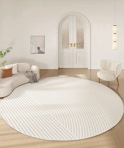 Abstract Modern Area Rugs for Bedroom, Geometric Round Rugs for Dining Room, Circular Modern Rugs under Chairs, Contemporary Modern Rug for Living Room-LargePaintingArt.com