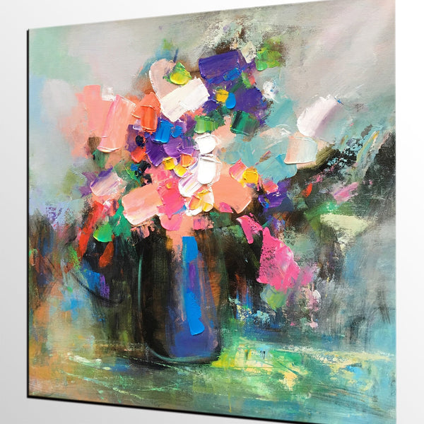 Living Room Wall Art, Flower Still Life Painting, Original Wall Art, Floral Painting, Custom Large Artwork-LargePaintingArt.com