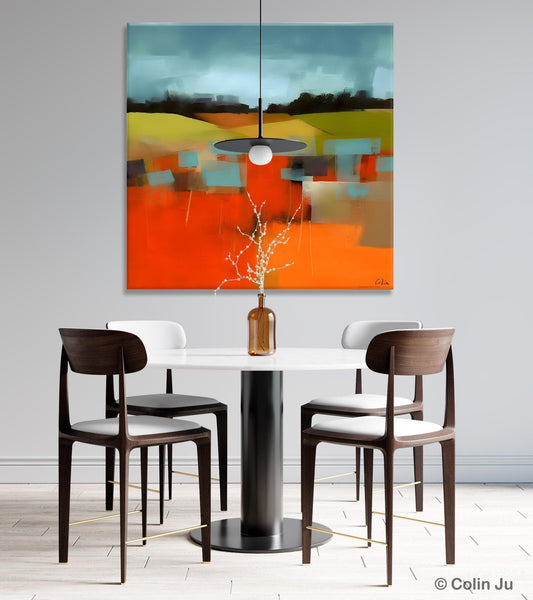 Original Landscape Wall Art Paintings, Oversized Modern Canvas Paintings, Modern Acrylic Artwork, Large Abstract Painting for Dining Room-LargePaintingArt.com