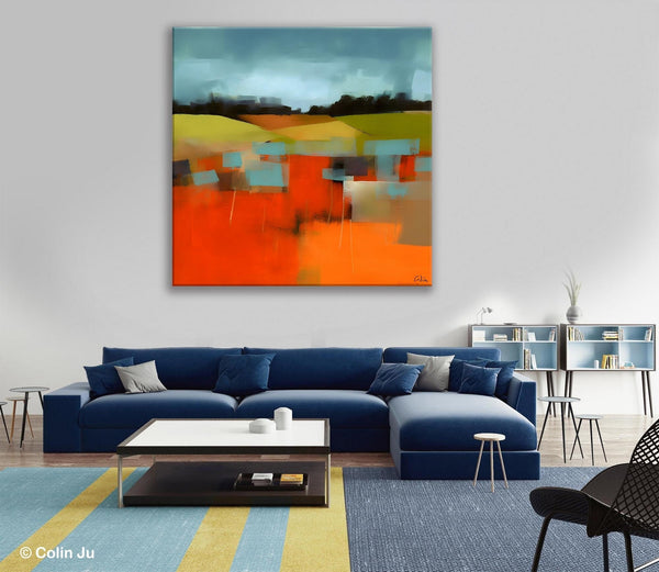 Original Landscape Wall Art Paintings, Oversized Modern Canvas Paintings, Modern Acrylic Artwork, Large Abstract Painting for Dining Room-LargePaintingArt.com
