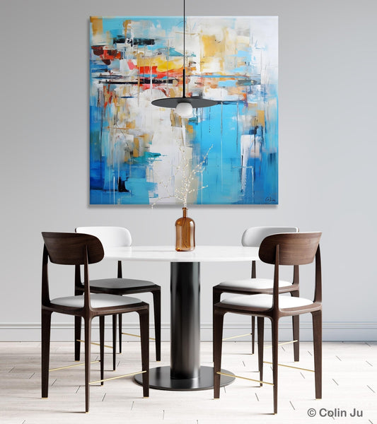 Blue Abstract Painting for Bedroom, Original Modern Wall Paintings, Contemporary Canvas Art, Modern Acrylic Artwork, Buy Paintings Online-LargePaintingArt.com