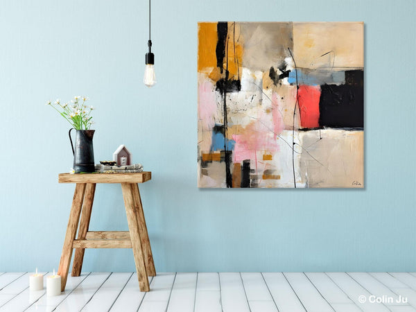Contemporary Canvas Art, Modern Acrylic Artwork, Original Modern Paintings, Heavy Texture Canvas Art, Large Abstract Painting for Bedroom-LargePaintingArt.com