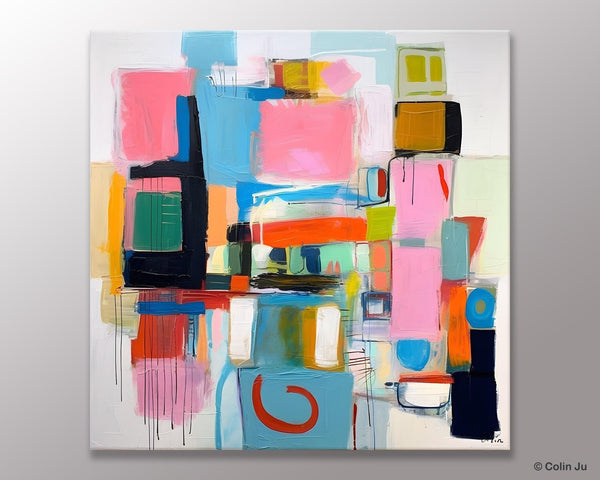 Contemporary Canvas Art, Original Modern Wall Art, Modern Canvas Paintings, Modern Acrylic Artwork, Large Abstract Painting for Dining Room-LargePaintingArt.com