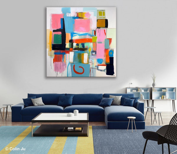 Contemporary Canvas Art, Original Modern Wall Art, Modern Canvas Paintings, Modern Acrylic Artwork, Large Abstract Painting for Dining Room-LargePaintingArt.com