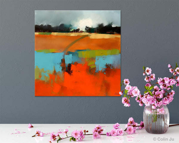 Original Abstract Wall Art, Landscape Acrylic Art, Landscape Canvas Art, Hand Painted Canvas Art, Large Abstract Painting for Living Room-LargePaintingArt.com