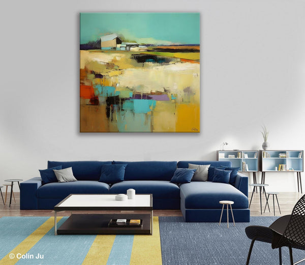 Large Landscape Canvas Paintings, Hand Painted Canvas Art, Landscape Acrylic Art, Original Abstract Art, Landscape Paintings for Living Room-LargePaintingArt.com