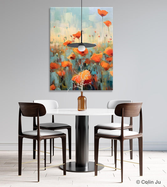 Flower Canvas Paintings, Flower Field Painting, Large Original Landscape Painting for Bedroom, Acrylic Paintings on Canvas, Hand Painted Art-LargePaintingArt.com