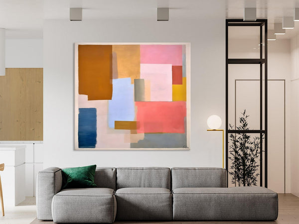 Original Abstract Art, Canvas Paintings for Sale, Large Modern Wall Art for Bedroom, Geometric Modern Acrylic Art, Contemporary Canvas Art-LargePaintingArt.com