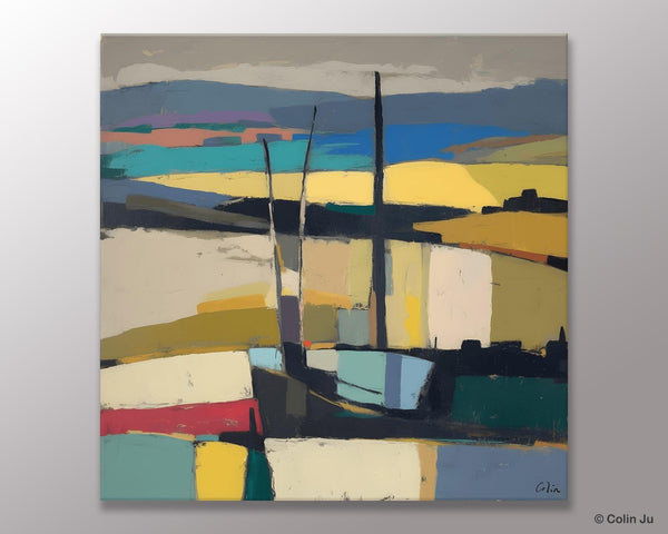Landscape Canvas Art, Original Abstract Art, Hand Painted Canvas Art, Abstract Landscape Painting, Large Abstract Painting for Living Room-LargePaintingArt.com