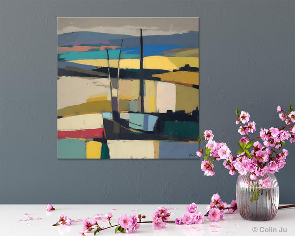 Landscape Canvas Art, Original Abstract Art, Hand Painted Canvas Art, Abstract Landscape Painting, Large Abstract Painting for Living Room-LargePaintingArt.com