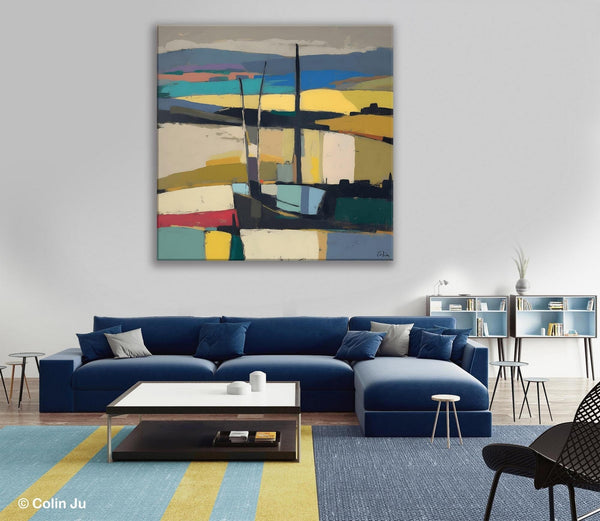 Landscape Canvas Art, Original Abstract Art, Hand Painted Canvas Art, Abstract Landscape Painting, Large Abstract Painting for Living Room-LargePaintingArt.com