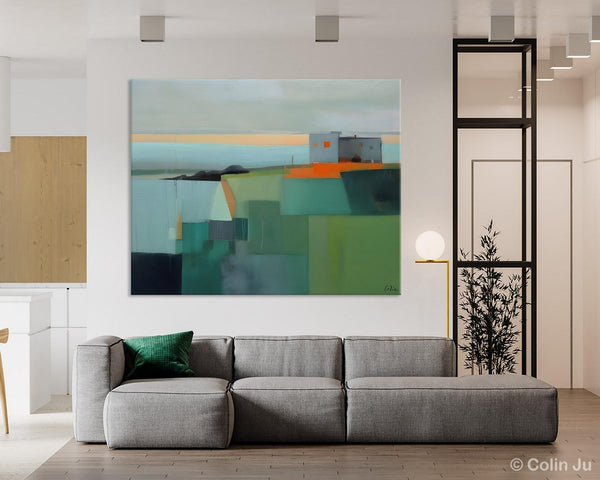 Large Original Canvas Wall Art, Contemporary Landscape Paintings, Extra Large Acrylic Painting for Dining Room, Abstract Painting on Canvas-LargePaintingArt.com