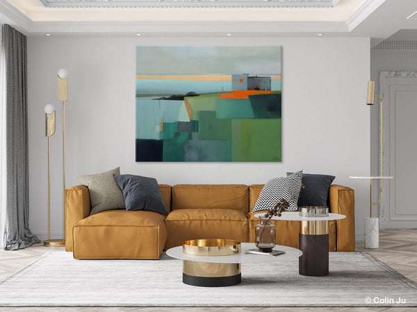 Large Original Canvas Wall Art, Contemporary Landscape Paintings, Extra Large Acrylic Painting for Dining Room, Abstract Painting on Canvas-LargePaintingArt.com
