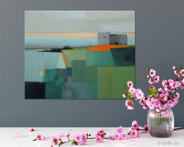 Large Original Canvas Wall Art, Contemporary Landscape Paintings, Extra Large Acrylic Painting for Dining Room, Abstract Painting on Canvas-LargePaintingArt.com