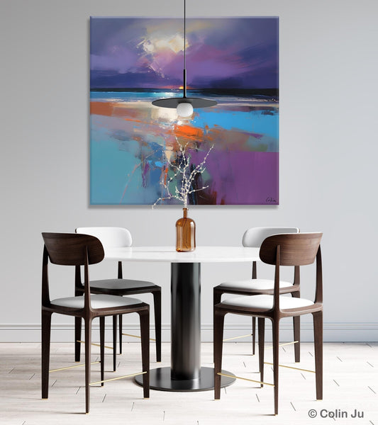 Original Abstract Art, Hand Painted Canvas Art, Landscape Canvas Art, Sunrise Landscape Acrylic Art, Large Abstract Painting for Living Room-LargePaintingArt.com