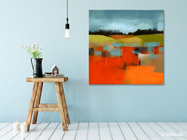 Original Landscape Wall Art Paintings, Oversized Modern Canvas Paintings, Modern Acrylic Artwork, Large Abstract Painting for Dining Room-LargePaintingArt.com