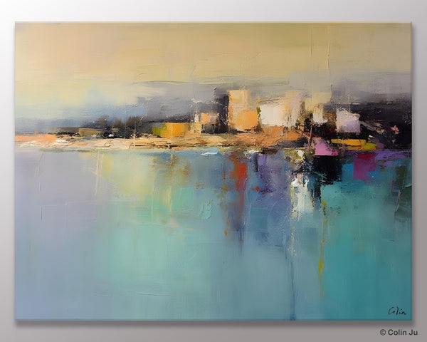 Abstract Landscape Paintings, Palette Knife Canvas Art, Extra Large Canvas Painting for Dining Room, Original Canvas Wall Art Paintings-LargePaintingArt.com