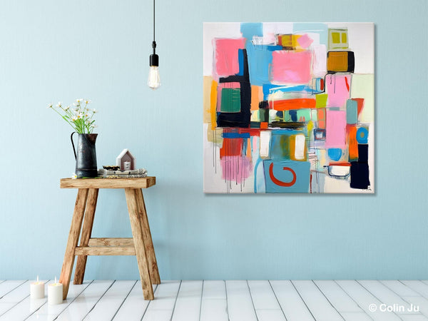 Contemporary Canvas Art, Original Modern Wall Art, Modern Canvas Paintings, Modern Acrylic Artwork, Large Abstract Painting for Dining Room-LargePaintingArt.com