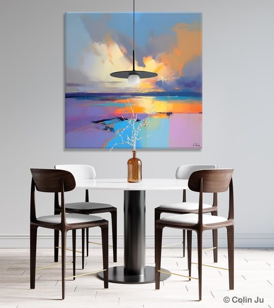 Sunrise Landscape Acrylic Art, Landscape Canvas Art, Original Abstract Art, Hand Painted Canvas Art, Large Abstract Painting for Living Room-LargePaintingArt.com