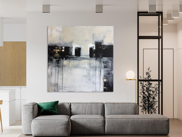 Contemporary Canvas Art, Black Acrylic Artwork, Original Abstract Wall Art, Hand Painted Canvas Art, Extra Large Abstract Painting for Sale-LargePaintingArt.com