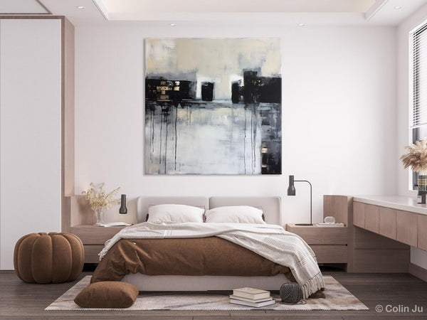 Contemporary Canvas Art, Black Acrylic Artwork, Original Abstract Wall Art, Hand Painted Canvas Art, Extra Large Abstract Painting for Sale-LargePaintingArt.com