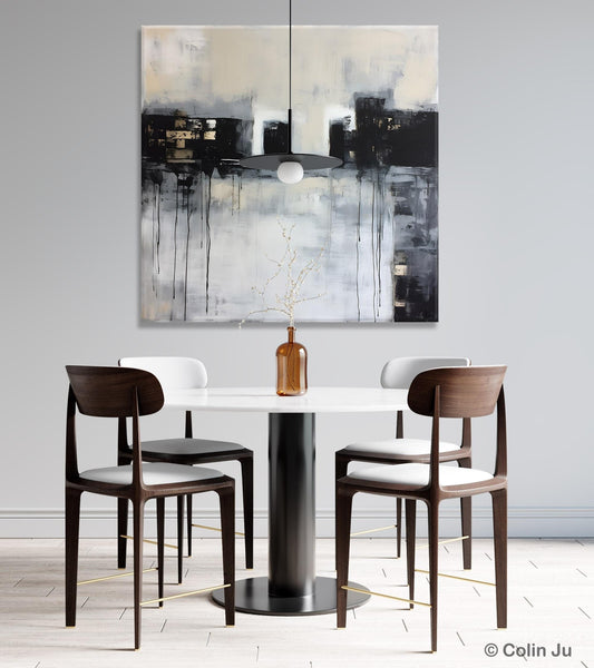 Contemporary Canvas Art, Black Acrylic Artwork, Original Abstract Wall Art, Hand Painted Canvas Art, Extra Large Abstract Painting for Sale-LargePaintingArt.com