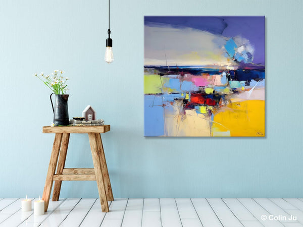Modern Canvas Art Paintings, Palette Knife Abstract Painting, Original Modern Acrylic Artwork, Large Abstract Paintings for Dining Room-LargePaintingArt.com