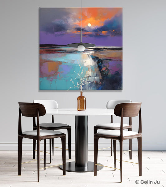 Landscape Canvas Art, Sunrise Landscape Acrylic Art, Original Abstract Art, Hand Painted Canvas Art, Large Abstract Painting for Living Room-LargePaintingArt.com