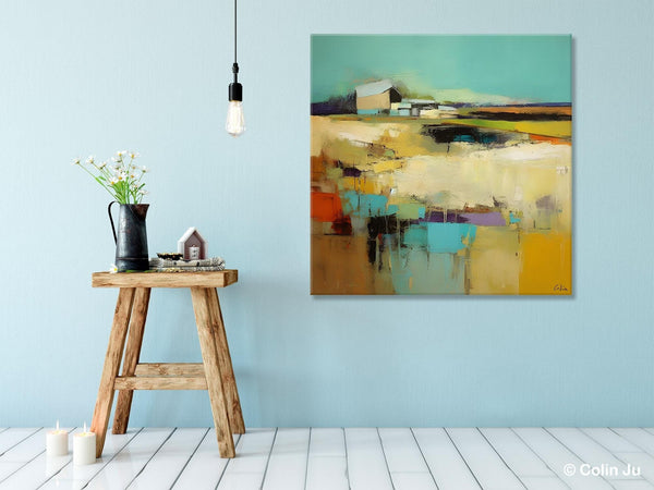 Large Landscape Canvas Paintings, Hand Painted Canvas Art, Landscape Acrylic Art, Original Abstract Art, Landscape Paintings for Living Room-LargePaintingArt.com